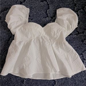 Babydoll Puff-Sleeved Peplum Blouse